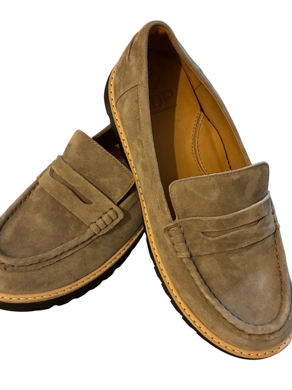 L’Amour Des Pieds Yolandi DK Taupe Kidsuede Women’s Penny Loafer Size 9.5 M
